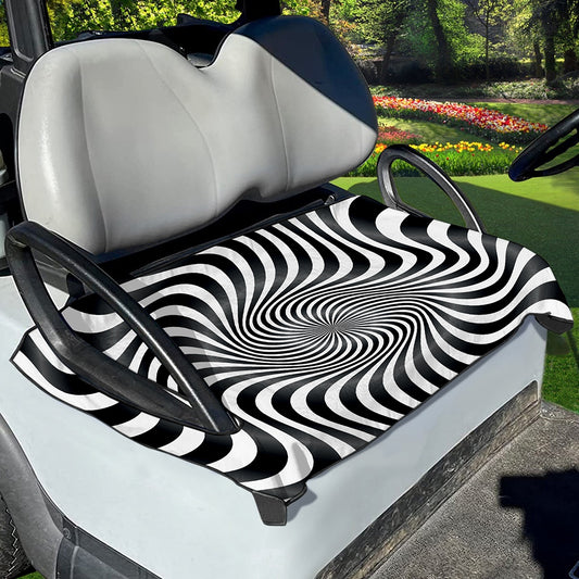 Black And White Illusory Motion Print Golf Cart Seat Cover