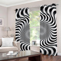 Black And White Illusory Motion Print Grommet Curtains
