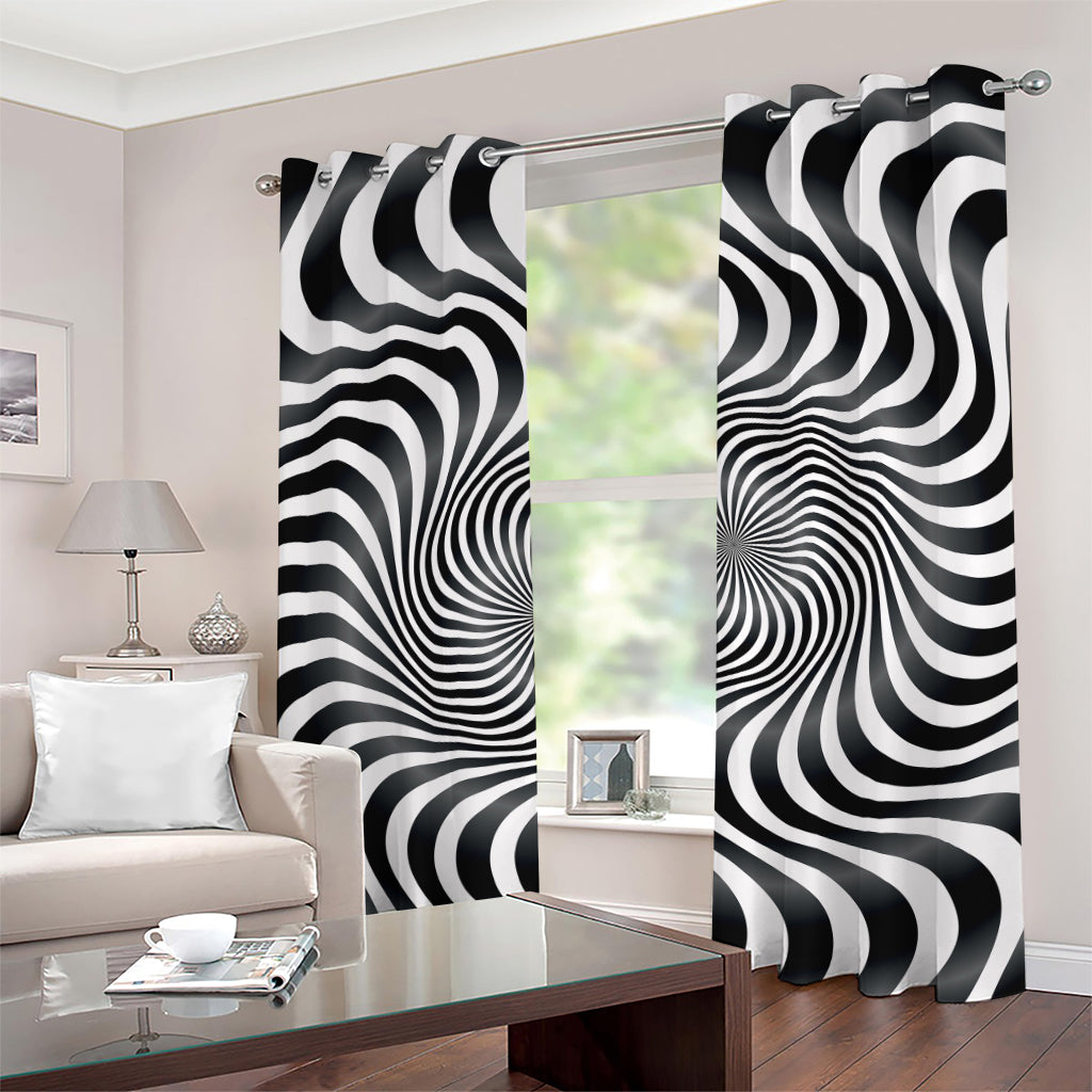 Black And White Illusory Motion Print Grommet Curtains