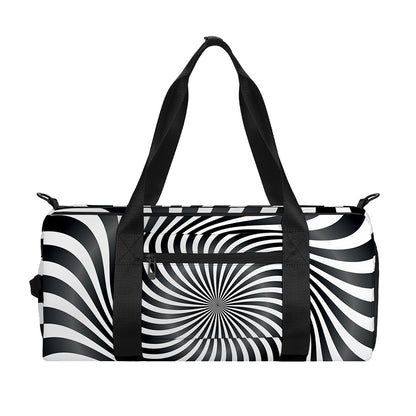 Black And White Illusory Motion Print Gym Bag