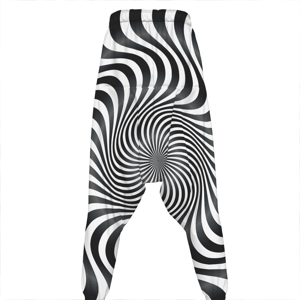 Black And White Illusory Motion Print Hammer Pants