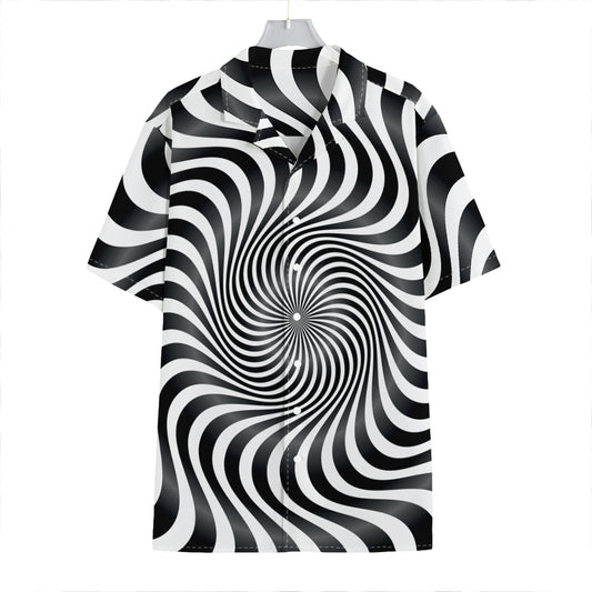 Black And White Illusory Motion Print Hawaiian Shirt