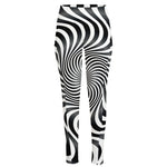 Black And White Illusory Motion Print High-Waisted Pocket Leggings