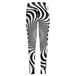 Black And White Illusory Motion Print High-Waisted Pocket Leggings