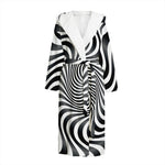Black And White Illusory Motion Print Hooded Bathrobe