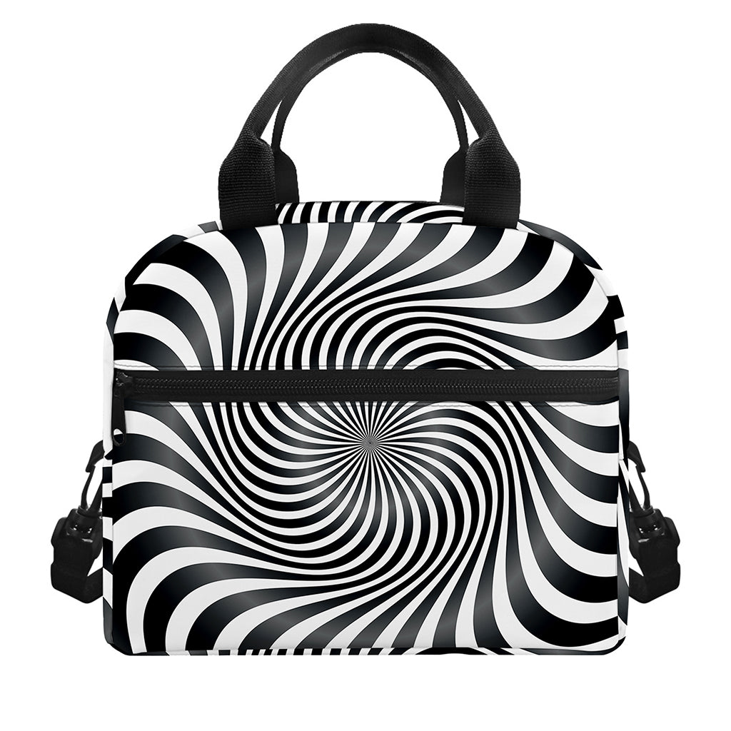 Black And White Illusory Motion Print Insulated Lunch Bag