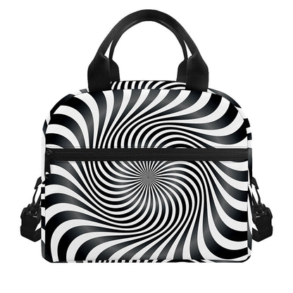 Black And White Illusory Motion Print Insulated Lunch Bag