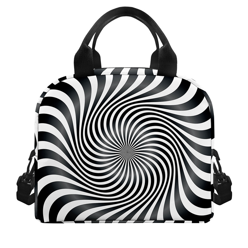 Black And White Illusory Motion Print Insulated Lunch Bag