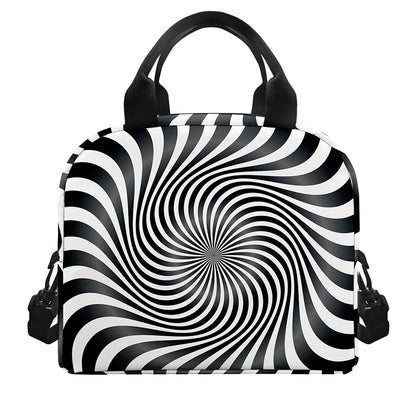Black And White Illusory Motion Print Insulated Lunch Bag