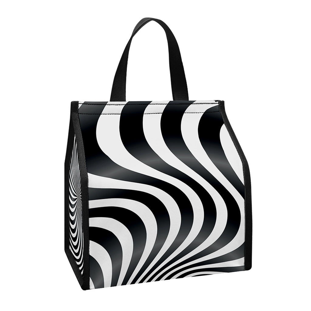 Black And White Illusory Motion Print Insulated Lunch Tote
