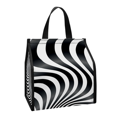Black And White Illusory Motion Print Insulated Lunch Tote