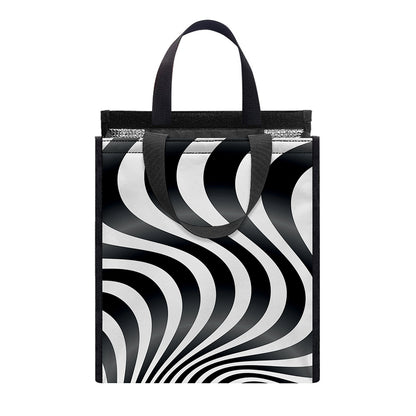 Black And White Illusory Motion Print Insulated Lunch Tote
