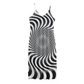 Black And White Illusory Motion Print Jersey Midi Cami Dress
