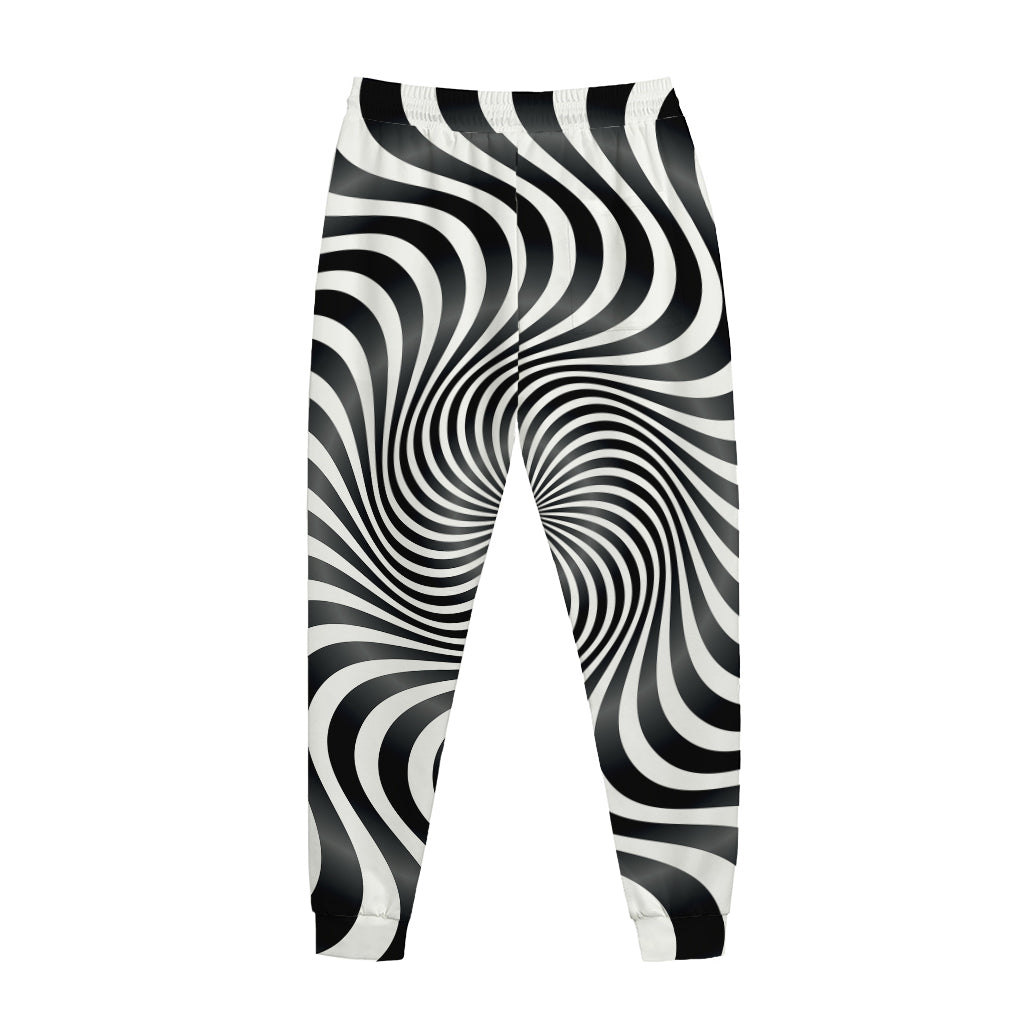 Black And White Illusory Motion Print Jogger Pants