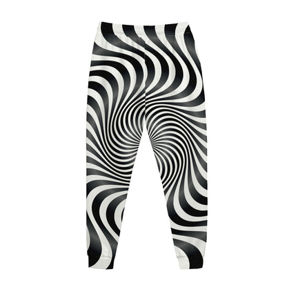 Black And White Illusory Motion Print Jogger Pants
