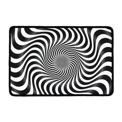 Black And White Illusory Motion Print Kitchen Mat
