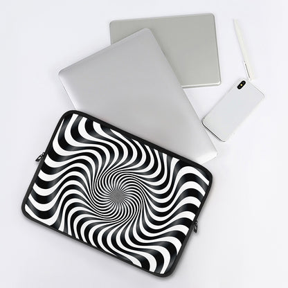 Black And White Illusory Motion Print Laptop Sleeve