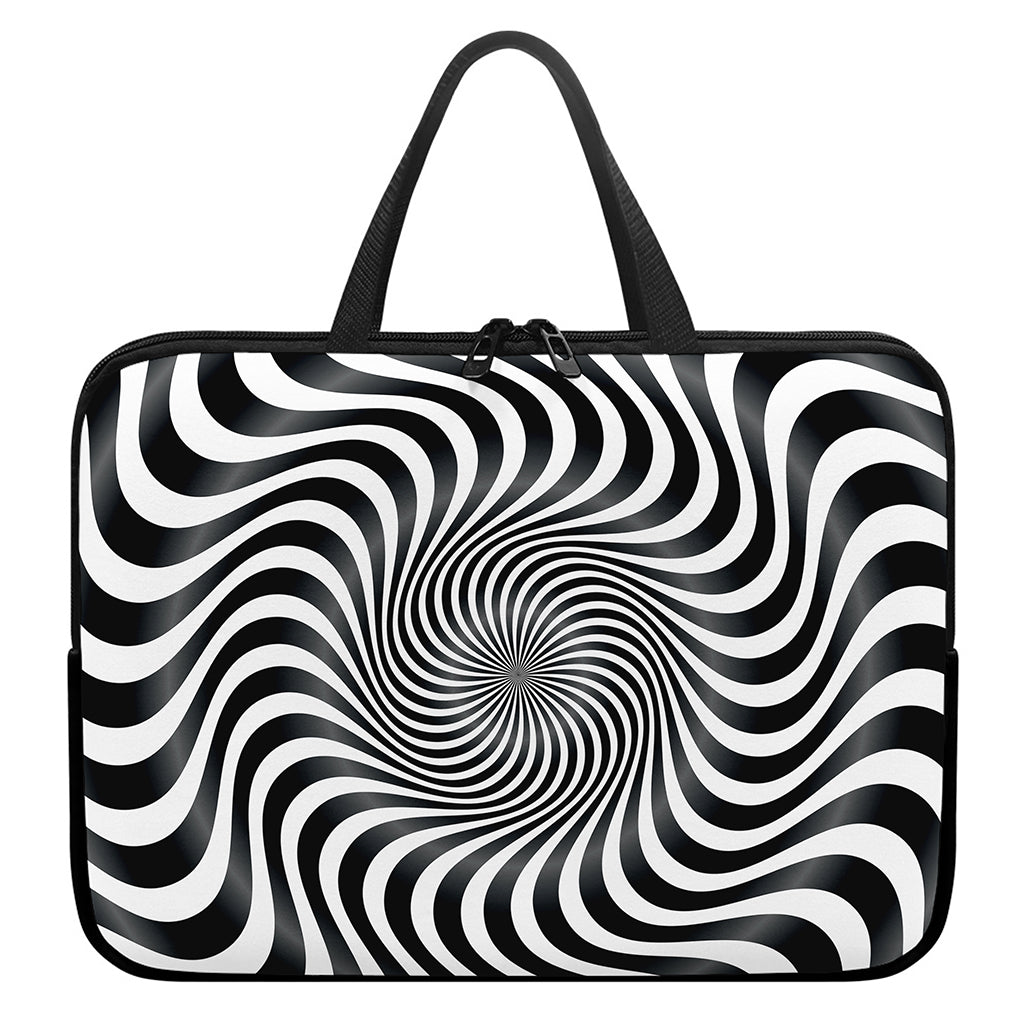 Black And White Illusory Motion Print Laptop Sleeve With Handle