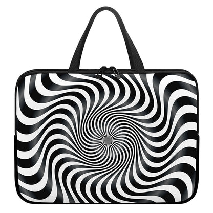 Black And White Illusory Motion Print Laptop Sleeve With Handle