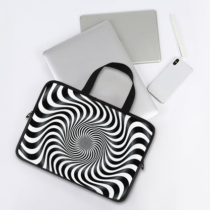 Black And White Illusory Motion Print Laptop Sleeve With Handle