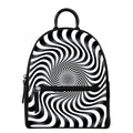 Black And White Illusory Motion Print Leather Backpack