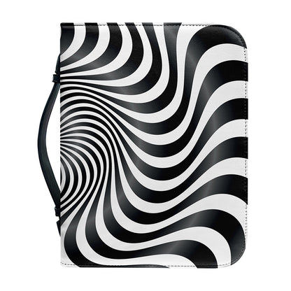 Black And White Illusory Motion Print Leather Bible Cover