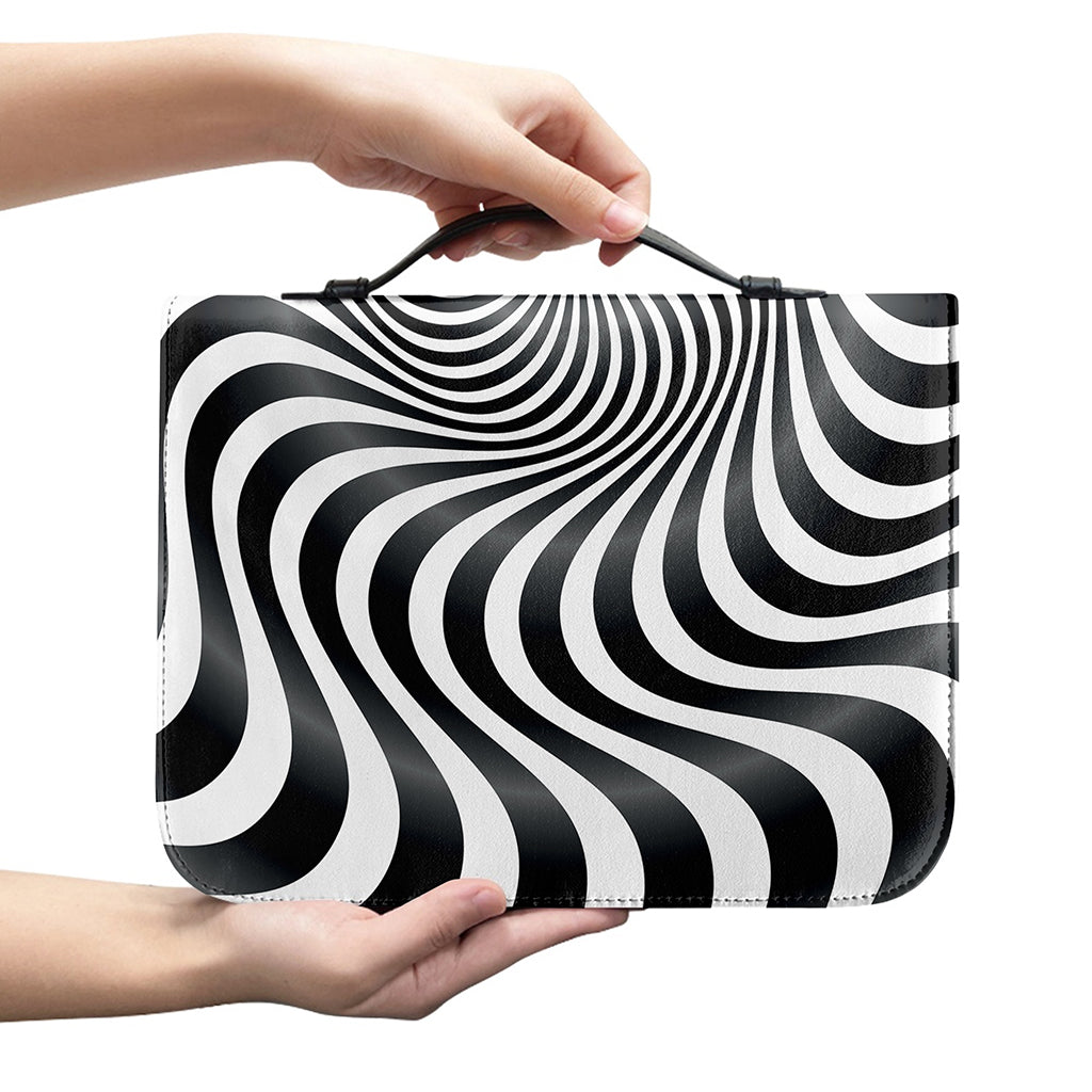 Black And White Illusory Motion Print Leather Bible Cover