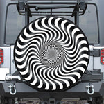 Black And White Illusory Motion Print Leather Spare Tire Cover