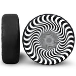 Black And White Illusory Motion Print Leather Spare Tire Cover