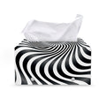 Black And White Illusory Motion Print Leather Tissue Box Cover