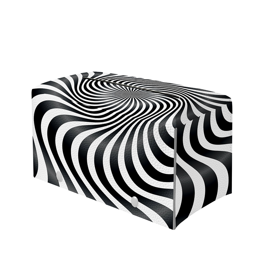 Black And White Illusory Motion Print Leather Tissue Box Cover