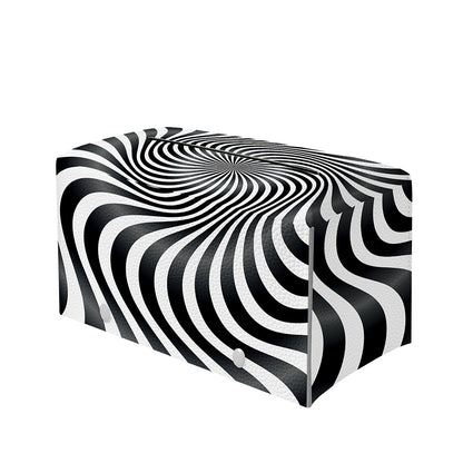 Black And White Illusory Motion Print Leather Tissue Box Cover