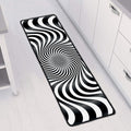 Black And White Illusory Motion Print Long Kitchen Mat