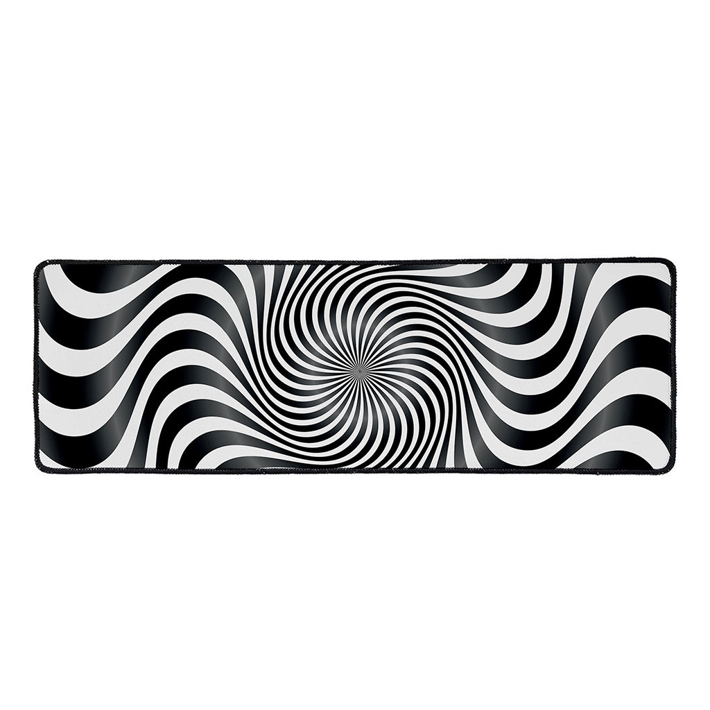 Black And White Illusory Motion Print Long Kitchen Mat