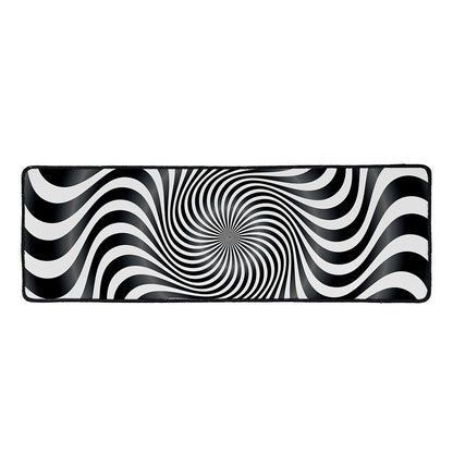 Black And White Illusory Motion Print Long Kitchen Mat