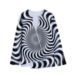 Black And White Illusory Motion Print Long Sleeve Short Coat
