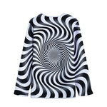 Black And White Illusory Motion Print Long Sleeve Short Coat