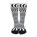 Black And White Illusory Motion Print Long Socks