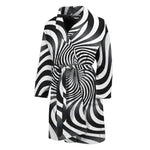 Black And White Illusory Motion Print Men's Bathrobe