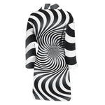 Black And White Illusory Motion Print Men's Bathrobe