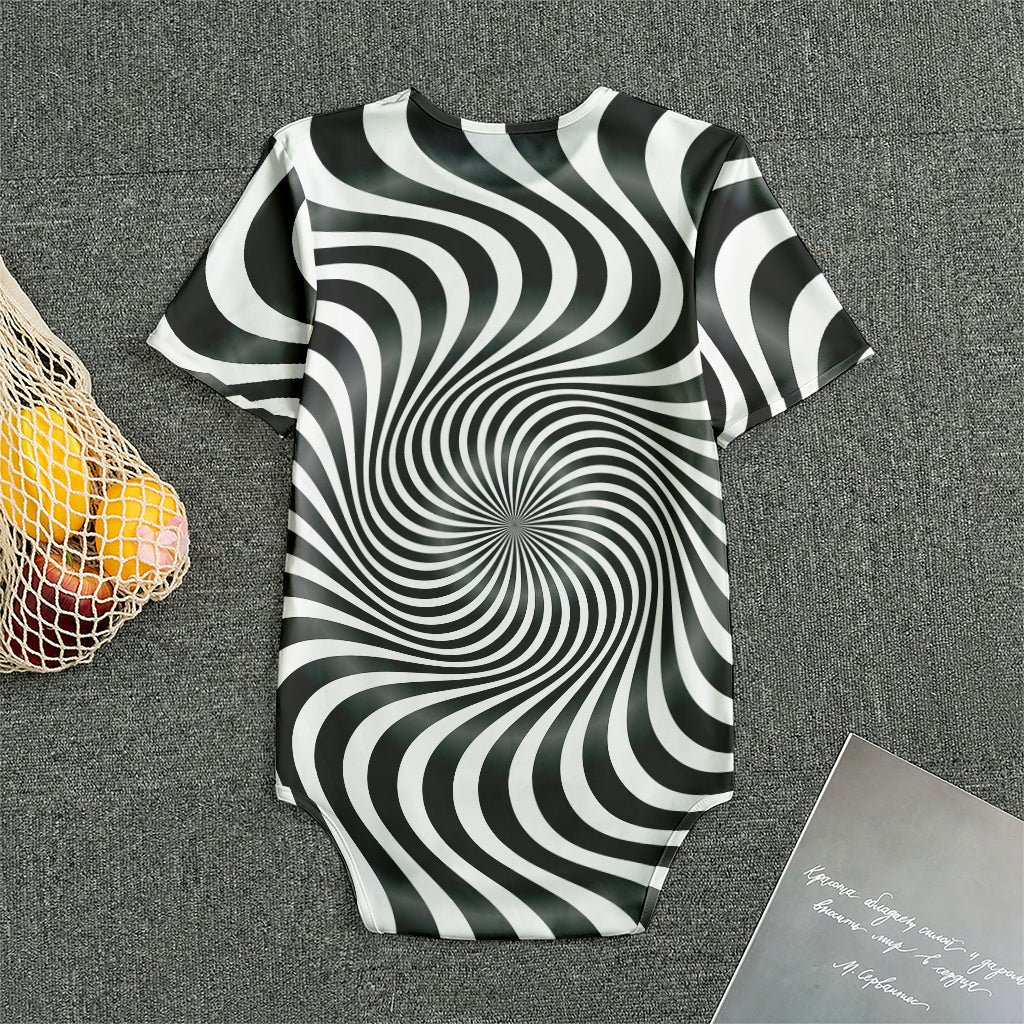 Black And White Illusory Motion Print Men's Bodysuit