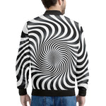 Black And White Illusory Motion Print Men's Bomber Jacket