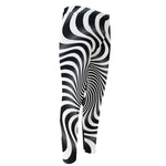 Black And White Illusory Motion Print Men's Compression Pants