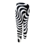 Black And White Illusory Motion Print Men's Compression Pants