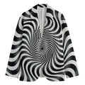 Black And White Illusory Motion Print Men's Cotton Blazer
