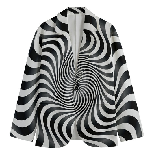 Black And White Illusory Motion Print Men's Cotton Blazer