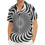 Black And White Illusory Motion Print Men's Deep V-Neck Shirt