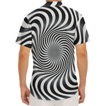 Black And White Illusory Motion Print Men's Deep V-Neck Shirt
