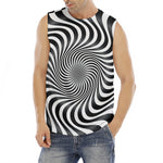 Black And White Illusory Motion Print Men's Fitness Tank Top