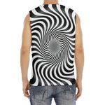 Black And White Illusory Motion Print Men's Fitness Tank Top